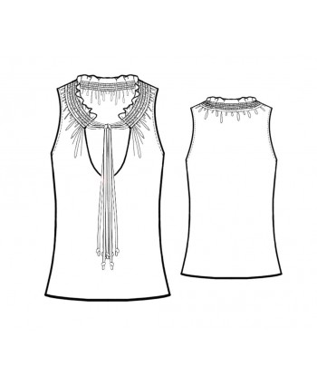 Custom-Fit Sewing Patterns - Sleeveless Shirred-Neck Blouse