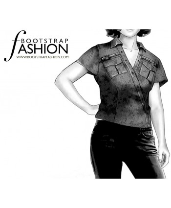 Custom-Fit Sewing Patterns - Cropped Surplice Neck Camp Shirt