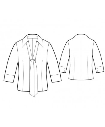 Custom-Fit Sewing Patterns - Long-Sleeved Blouse with Collar and Tie