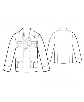 Custom-Fit Sewing Patterns - Long-Sleeved V-Neck Safari Shirt