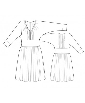 Custom-Fit Sewing Patterns - Dolman Sleeve Ruched Front Knit Dress