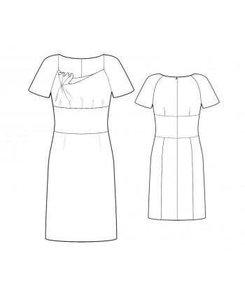 Custom-Fit Sewing Patterns - Short-Sleeved Dress with Asymmetrical Neckline