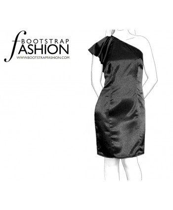 Custom-Fit Sewing Patterns - One-Shoulder Flutter Sleeve Dress