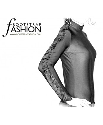 Custom-Fit Sewing Patterns - Ruffle Detail Sleeve Knit Turtleneck