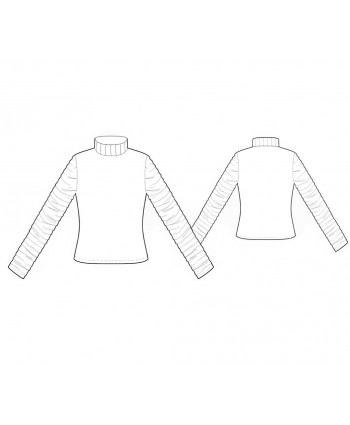 Custom-Fit Sewing Patterns - Ruched Sleeves Knit Turtleneck