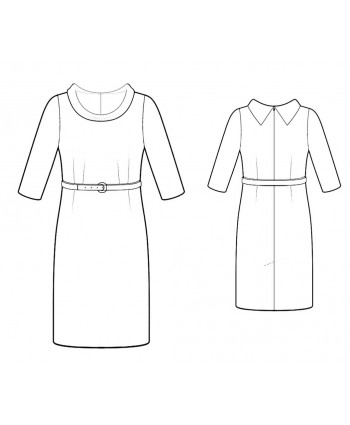 Custom-Fit Sewing Patterns - Belted Portrait Stand Collar Dress
