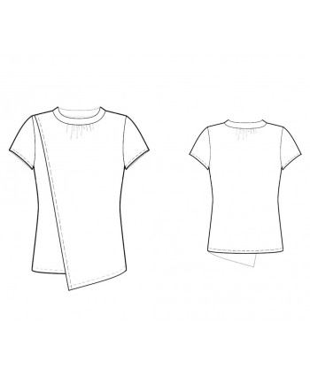 Custom-Fit Sewing Patterns - Round-Neck Blouse with Asymmetrical Drape