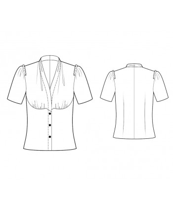 Custom-Fit Sewing Patterns - Short-Sleeved Drape-Neck Button-Down Blouse