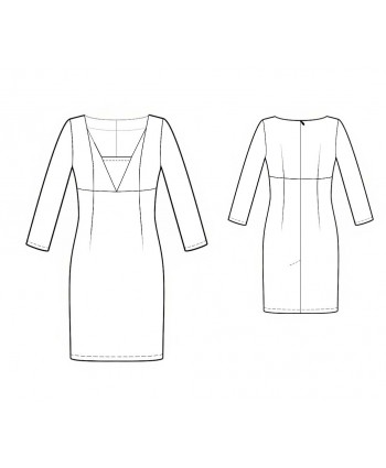 Custom-Fit Sewing Patterns - Long-Sleeved, Fitted, V-Neck Dress