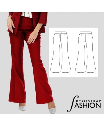 Flared Pants sewing pattern. Custom Fit, Illustrated Sewing Instructions