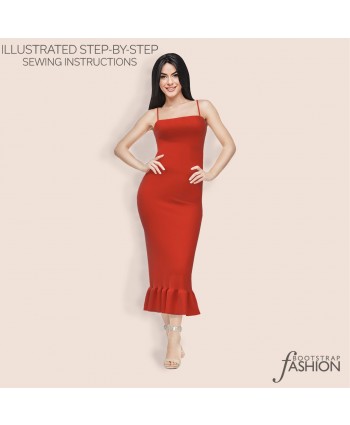 Spaghetti Strap or Strapless Bodycon Dress, Custom Fit Sewing Pattern