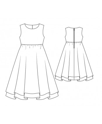 Custom-Fit Sewing Patterns - Dress With High-Waist and Full Two Layer Skirt For Girls