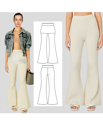 Flared Trousers. Easy Custom-Fit Pattern. Step-by-step Sewing Instructions