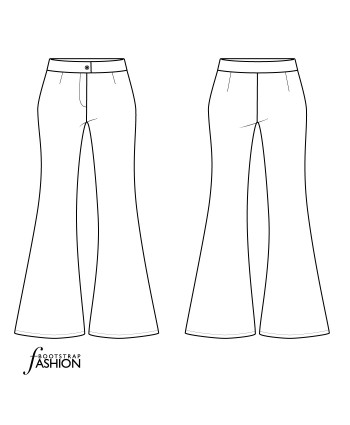 Flared Pants Custom Fit Sewing Pattern. Illustrated Sewing Instructions