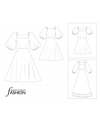 Cottagecore Dress, Custom Fit Sewing Pattern