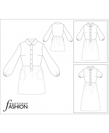 Plaid Shirt Dress, Custom Fit Sewing Pattern