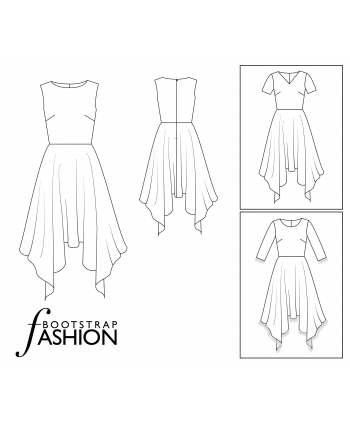 Handkerchief Hem Skirt Dress, Custom Fit Sewing Pattern