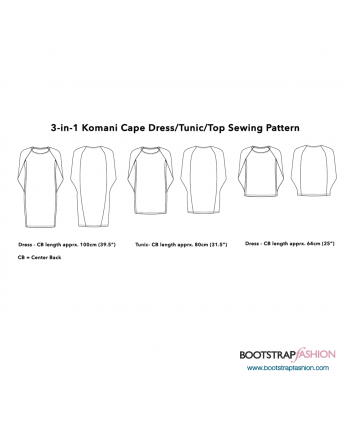 Cape Dress Custom-Fit Sewing Pattern. Step-By-Step Sewing Instructions