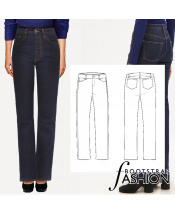 Custom-Fit Sewing Patterns - Exclusive Made-To-Measure Slim Fitting Jeans (2 Lengths). Illustrated Step-by-Step Sewing Instructions Included.