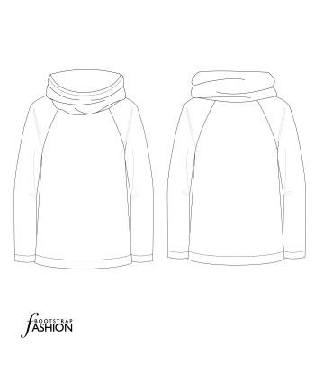  Custom-Fit Sewing Patterns - Cowl Hoodie Sweatshirt. Includes Step-by-Step Illustrated Sewing Instructions.