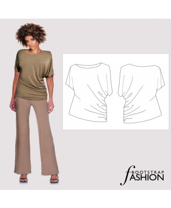 Easy Sewing Pattern Asymmetric Tee. Custom fit. Sewing Instructions For Beginners