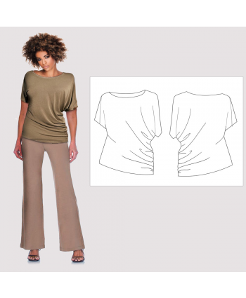 Easy Sewing Pattern Asymmetric Tee. Custom fit. Sewing Instructions For Beginners