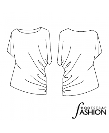 Exclusive CustomFit Sewing Patterns - 1-Hour Easy Asymmetric / Unbalanced Draped Tee (For Beginners) Illustrated Step-by-Step Sewing Instructions Included.