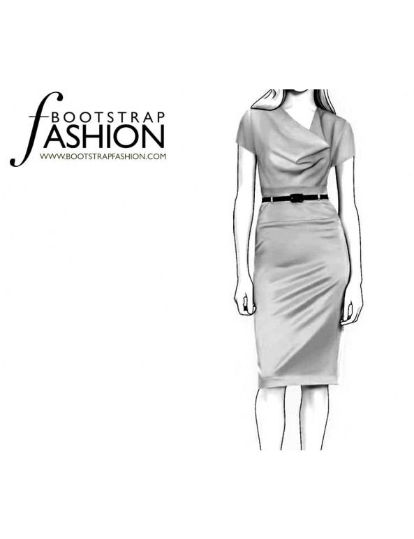 Fashion Designer Sewing Patterns - Short-Sleeved Cinch Belted dress
