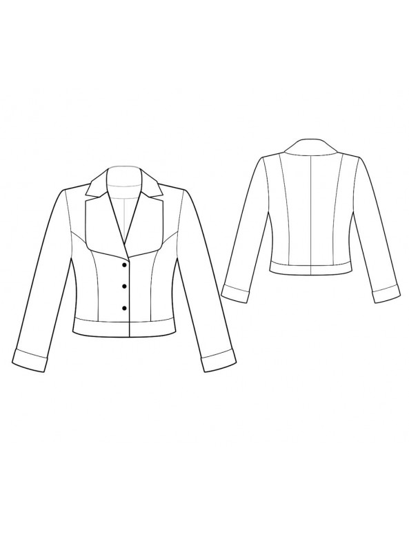 Fashion Designer Sewing Patterns - Cropped Fitted Jacket With Wide Notched Lapels
