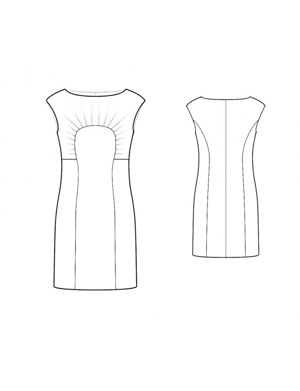 Fashion Designer Sewing Patterns - Boatneck Dress With Curved Seams and Pleats