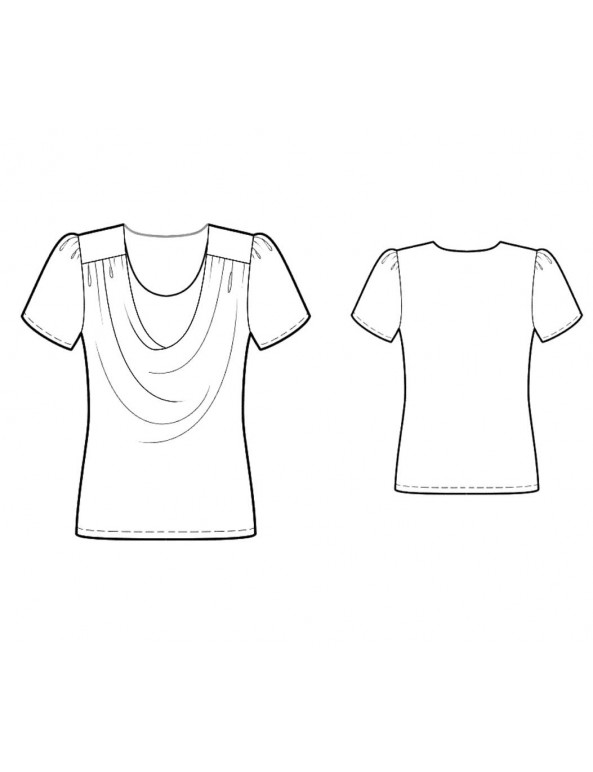 Fashion Designer Sewing Patterns - Short-Sleeved Drape-Necked Blouse