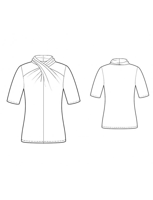 Fashion Designer Sewing Patterns - Short-Sleeved Cross-Neck Knit Top