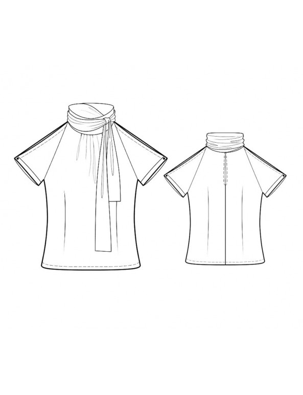 Fashion Designer Sewing Patterns - Tie-Neck Fitted Blouse