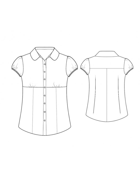 Fashion Designer Sewing Patterns - Short-Sleeved Button-Down Blouse