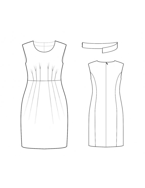 Fashion Designer Sewing Patterns - Scoop Neck Pleated Waistline And Removable Belt