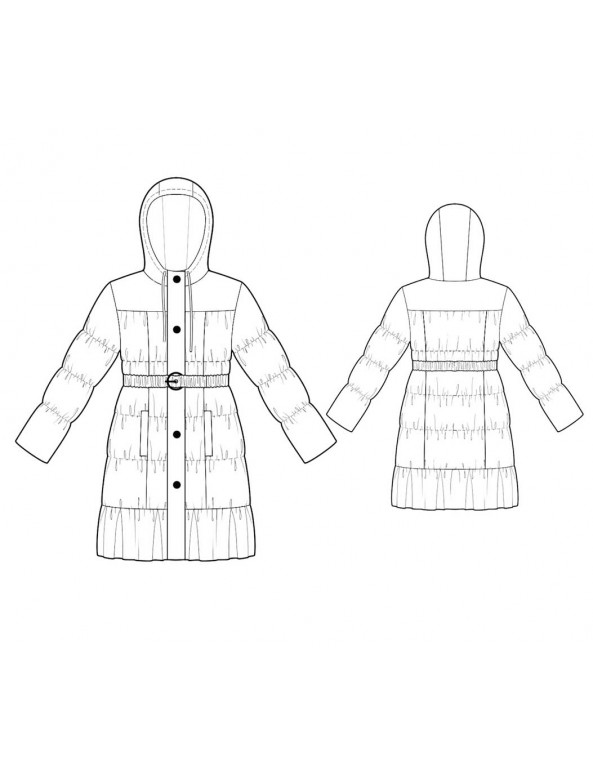 Fashion Designer Sewing Patterns - Puff-Style Coat with Belt and Hood