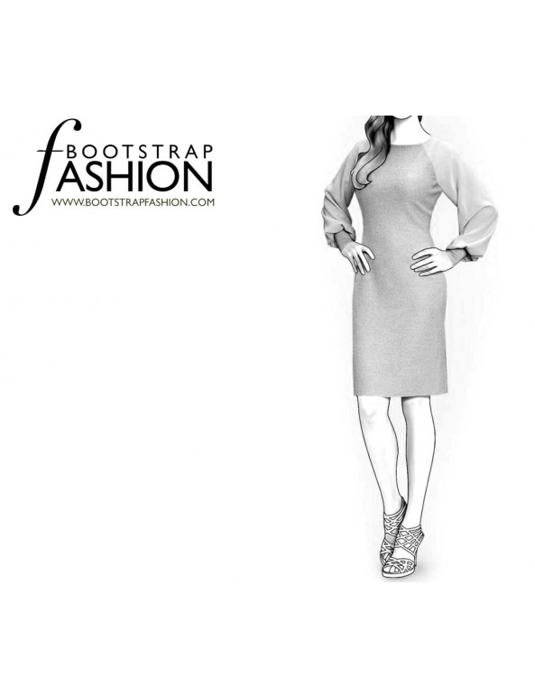 Fashion Designer Sewing Patterns - Chiffon Raglan Sleeves Knit Dress