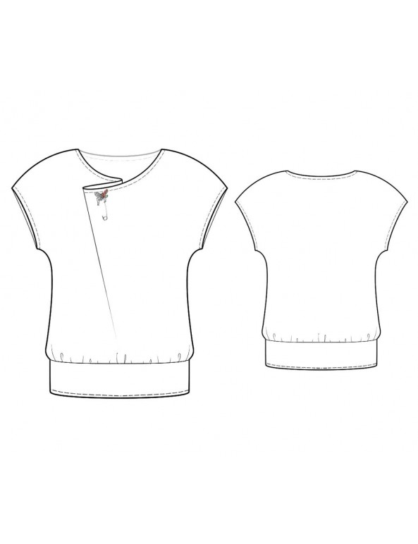 Fashion Designer Sewing Patterns - Capped-Sleeve Blouse with Asymmetrical Neckline