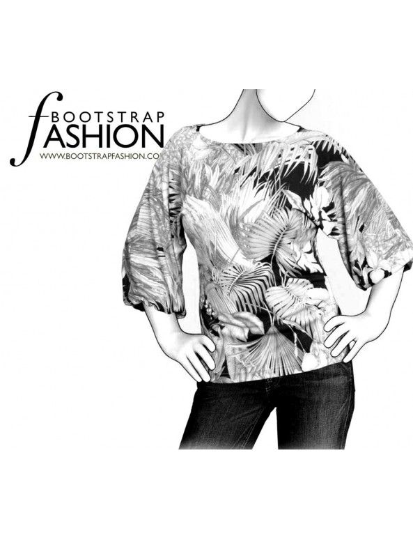 Fashion Designer Sewing Patterns - Boat-Neck Blouse with Raglan Sleeves