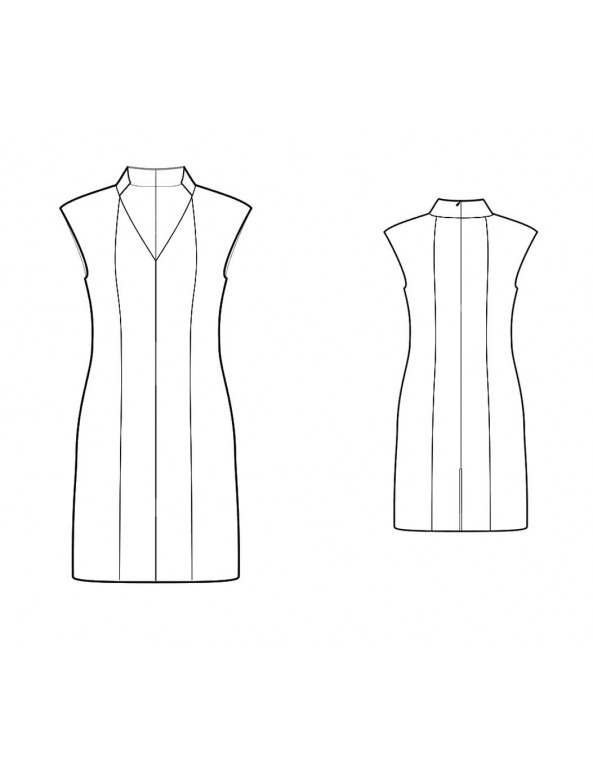 Fashion Designer Sewing Patterns - V Neck Princess Seams Dress With Stand Collar