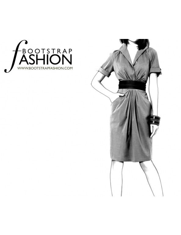 Fashion Designer Sewing Patterns - Raglan Sleeves Draped Shirt Dress