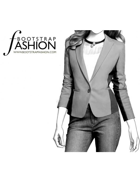 Fashion Designer Sewing Patterns - Tailored, Fully Lined Cropped Sleeves Jacket
