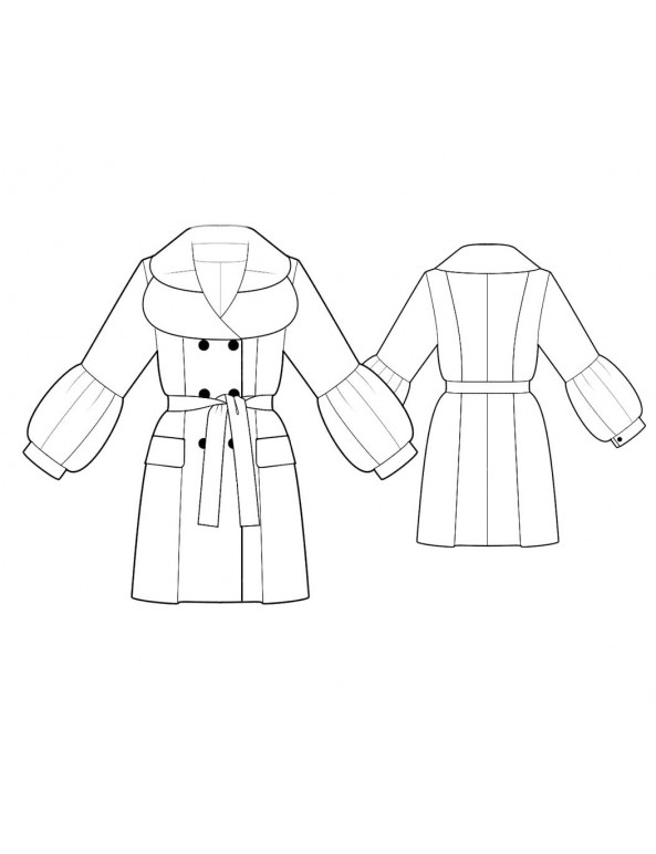 Fashion Designer Sewing Patterns - Pea-Style Coat with Puffy Sleeves