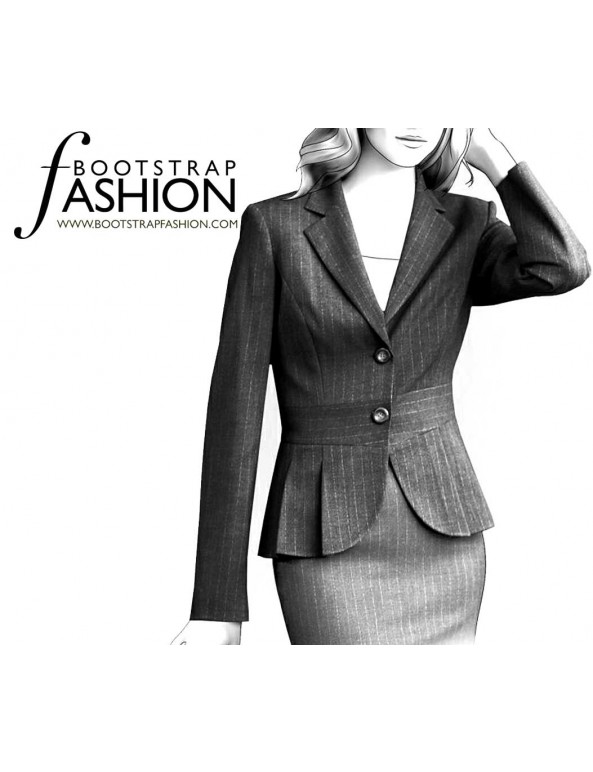 Fashion Designer Sewing Patterns - Long-Sleeved Notched Lapels Jacket