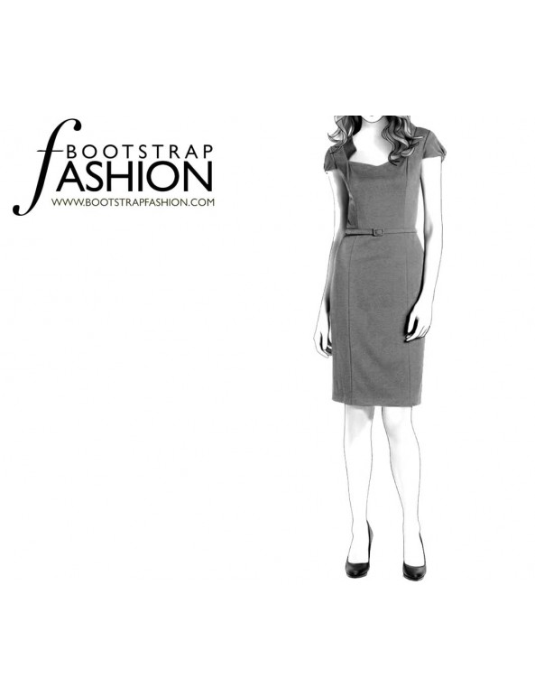 Fashion Designer Sewing Patterns - Sweetheart Neck With Collar Dress