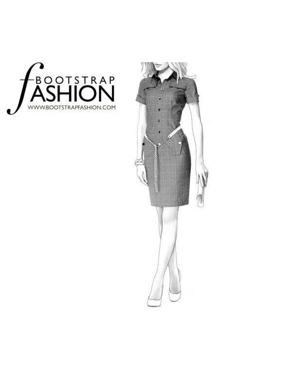 Fashion Designer Sewing Patterns - Button Front Shirt Dress