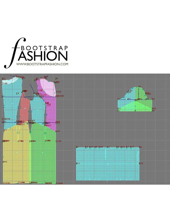 Fashion Designer Sewing Patterns - Split Neck Drop Waist Peplum Dress