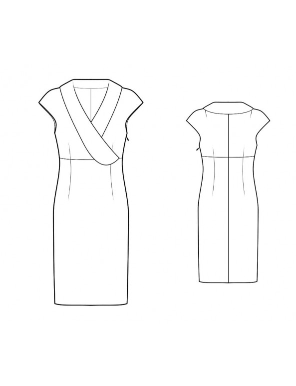 Fashion Designer Sewing Patterns - Cap Sleeves Shawl Collar Dress