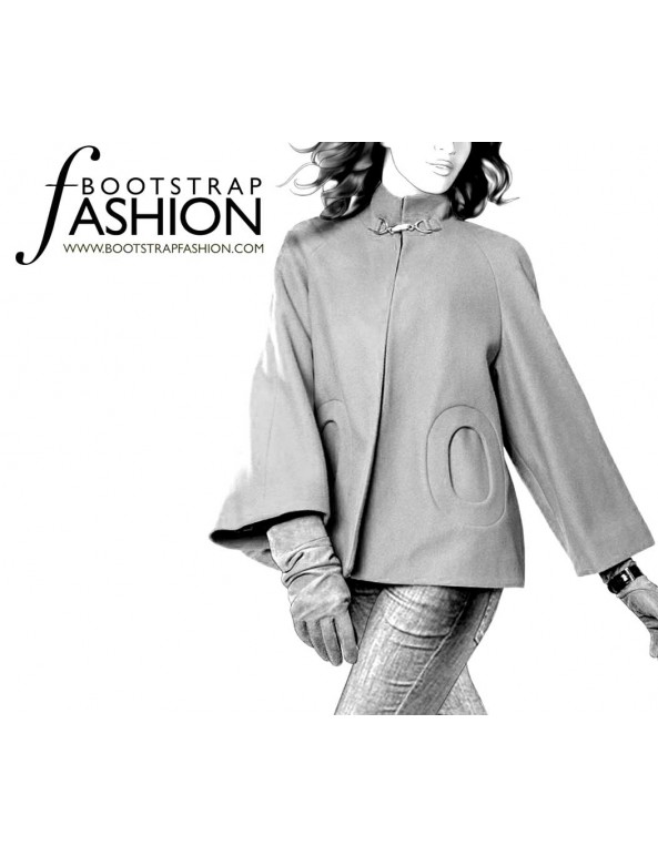 Fashion Designer Sewing Patterns - High-Collar Raglan Sleeve Jacket