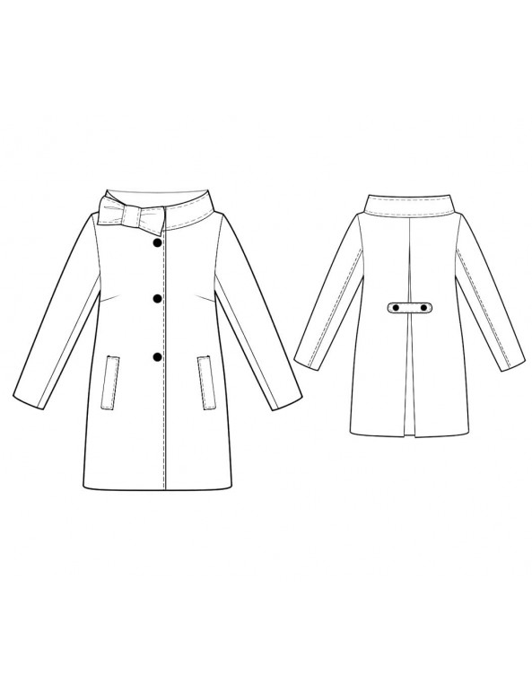 Fashion Designer Sewing Patterns - Three-Button Coat with Portrait Collar